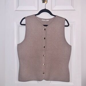Abercrombie & Fitch high neck button through knit tank top in taupe